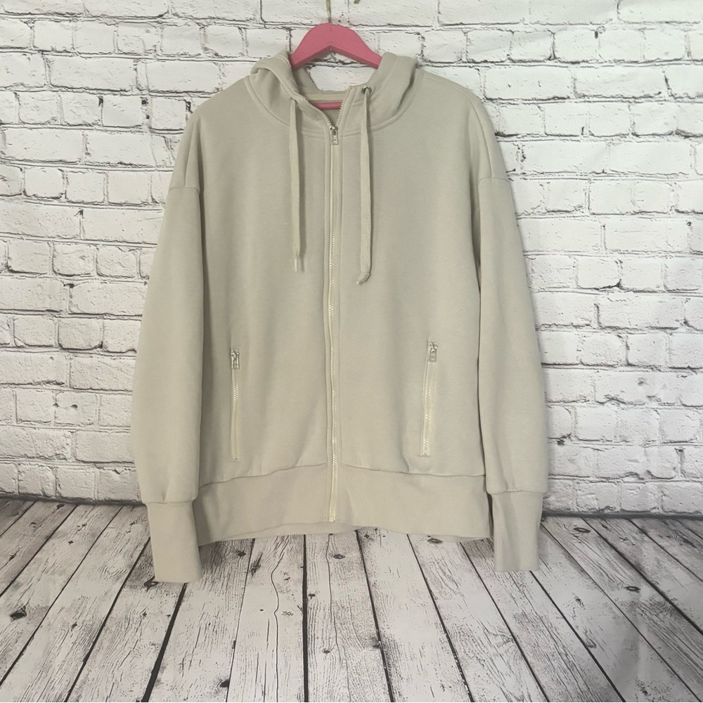 Cream zip hoodie.  Size XL